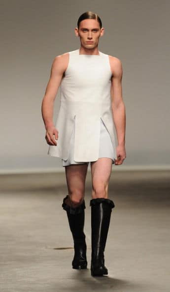 LONDON, UNITED KINGDOM - JANUARY 09: A model walks the catwalk during the J.W. Anderson show at the London Collections: MEN AW13 at The Old Sorting Office on January 9, 2013 in London, England. (Photo by Stuart Wilson/Getty Images)